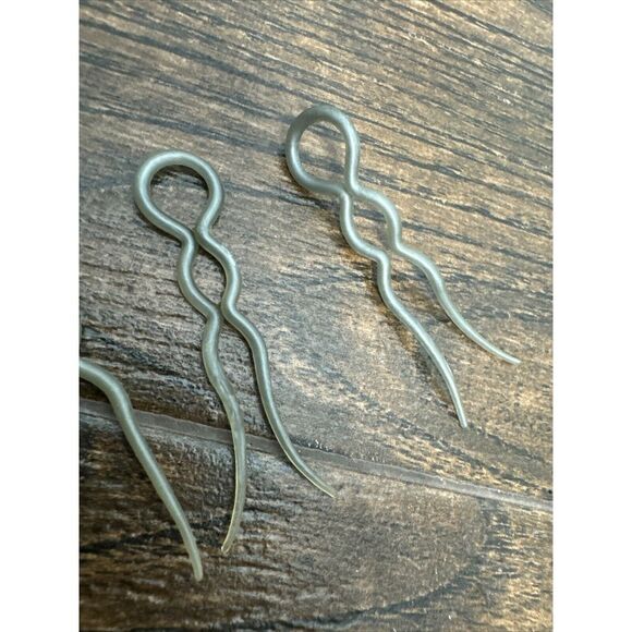 Vintage Set of 4 French Hair Pin Sticks Wavy Crink Celluloids Accessories 2.5" - Picture 3 of 4